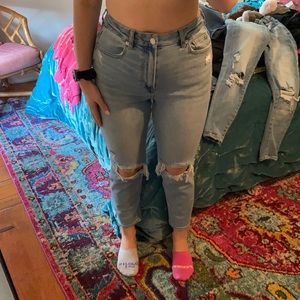 American eagle high waisted ripped curvy mom jeans